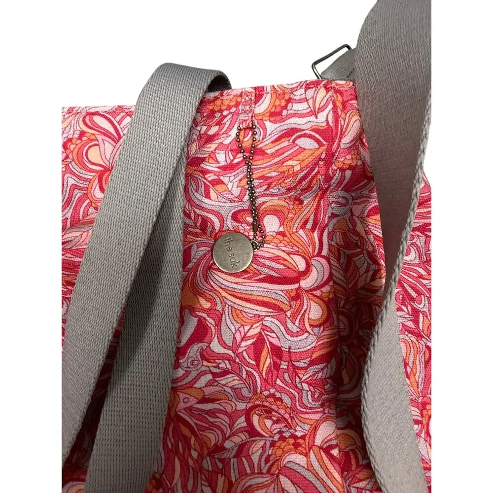 The Sak Large Canvas Crossbody Tote - Pink/Orange/White